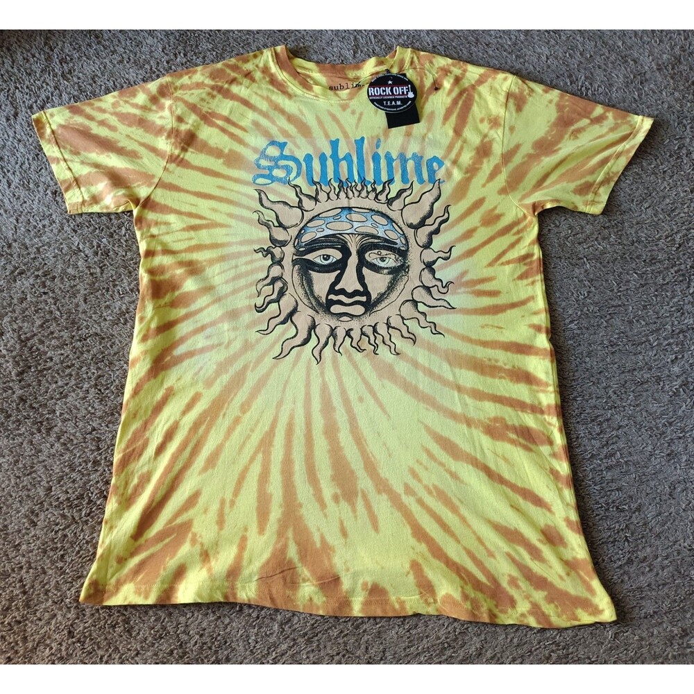 Sublime Sun Face Tie Dye T-Shirt Men's Size XL Graphic Print Yellow Orange